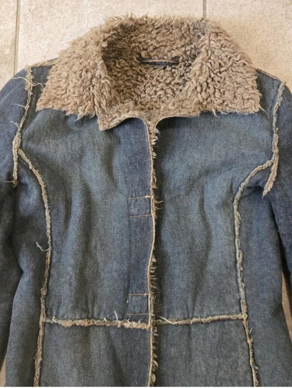 Next Denim Afghan Coat UK Sz 12 Penny Lane